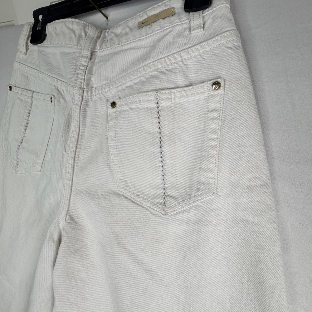 Pilcro and the Letterpress White Wide Leg Jeans High Rise Ladder Stitch Size 27 - Picture 12 of 13